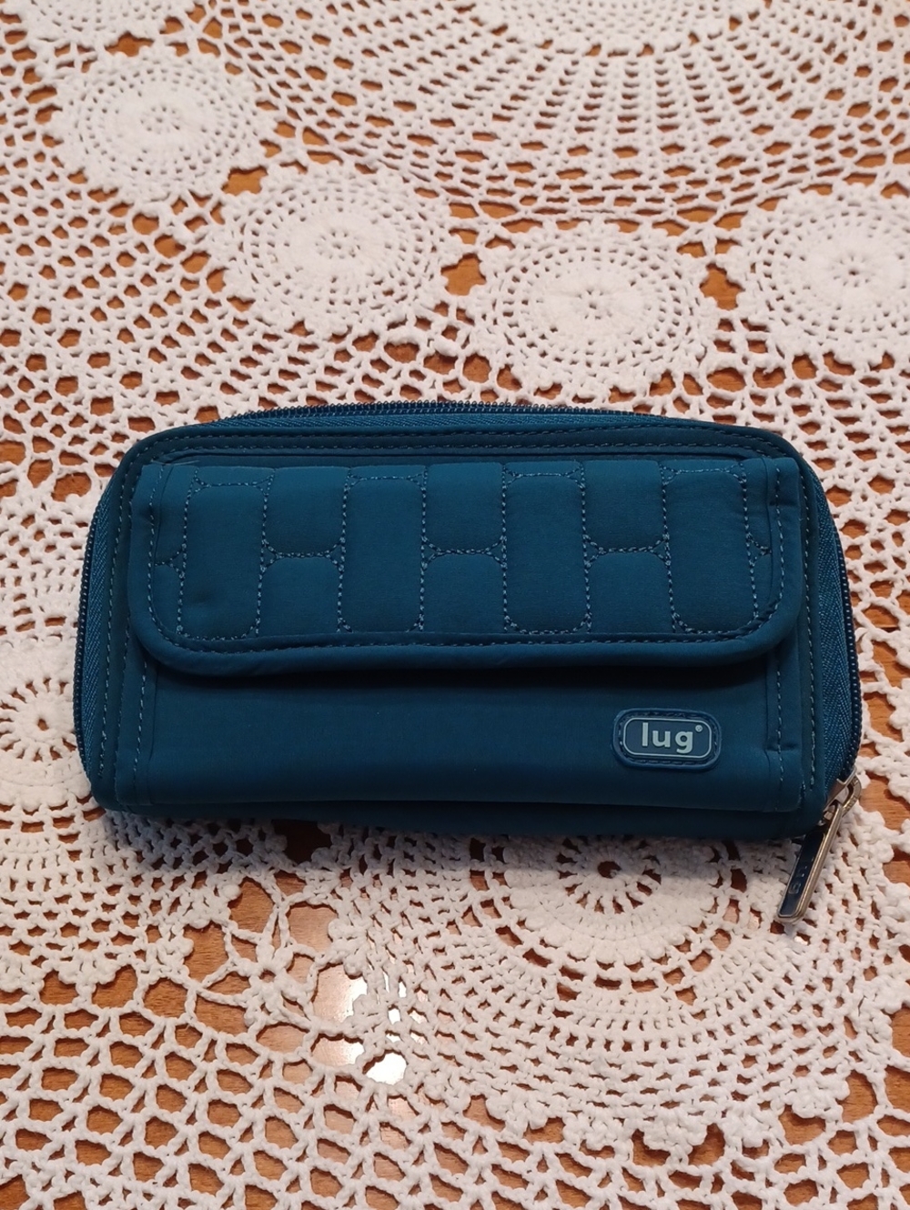 lug Teal Quilted Zip-Around Wallet
